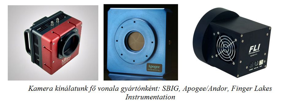 Kamera kínálatunk fő vonala gyártónként: SBIG, Apogee/Andor, Finger Lakes Instrumentation