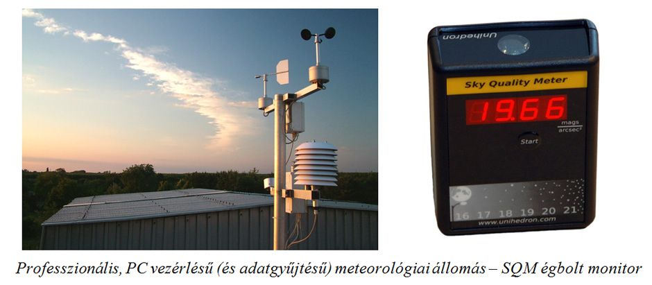 Professzionális, PC vezérlésű (és adatgyűjtésű) meteorológiai állomás – SQM égbolt monitor